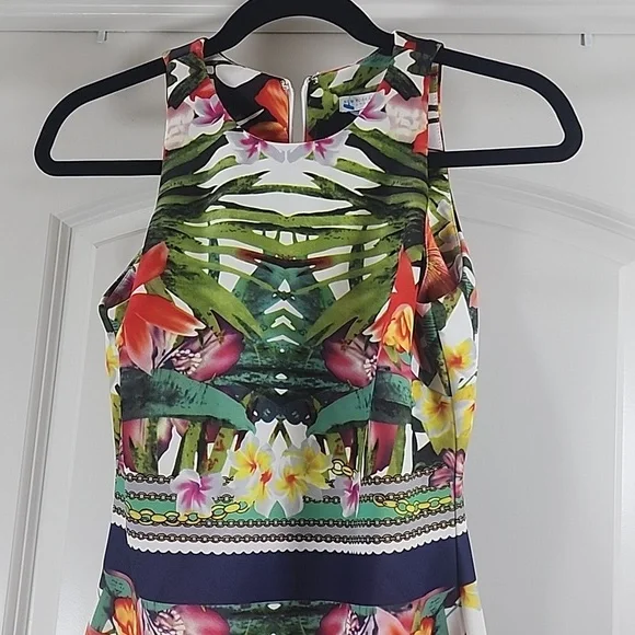 New York & Company Women Red And Green Floral Sleeveless Midi Dress Size XS - Picture 4 of 11